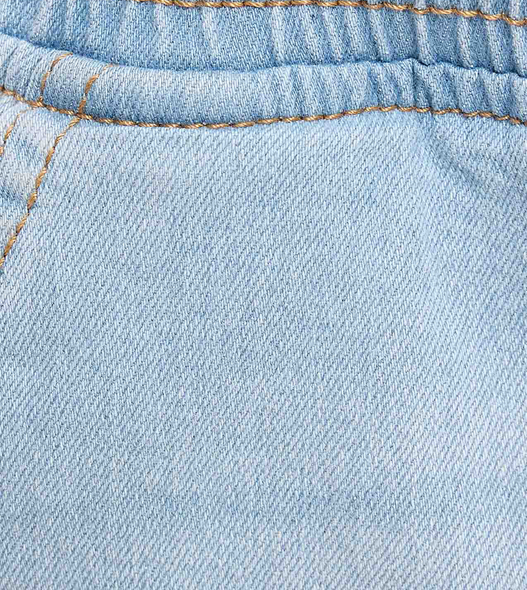 Washed Denim Shorts with Drawstring Waist