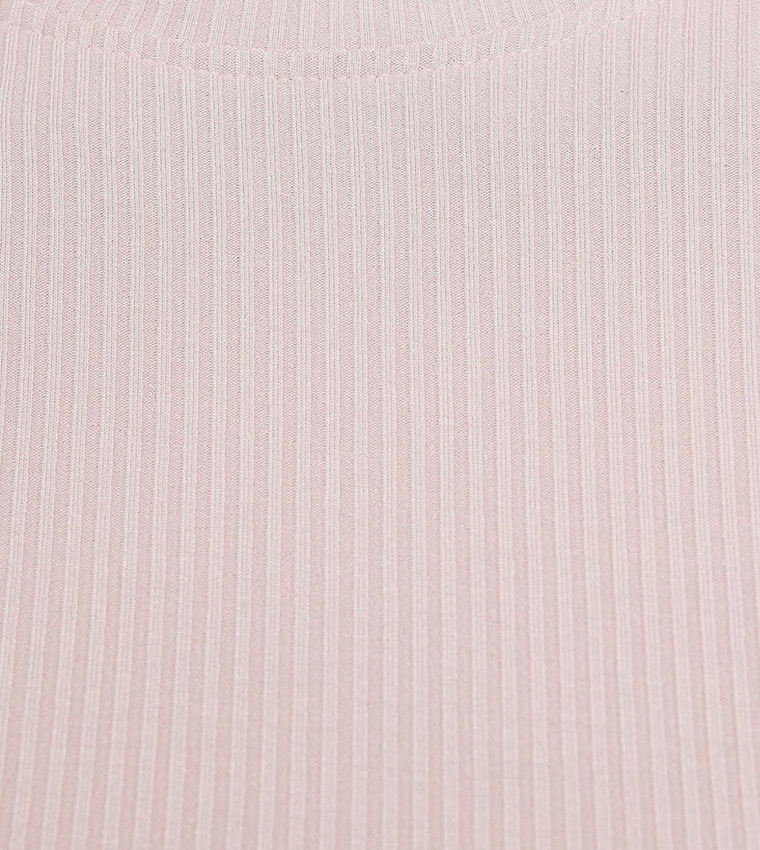 Ribbed Top with Mock Neck and Long Sleeves