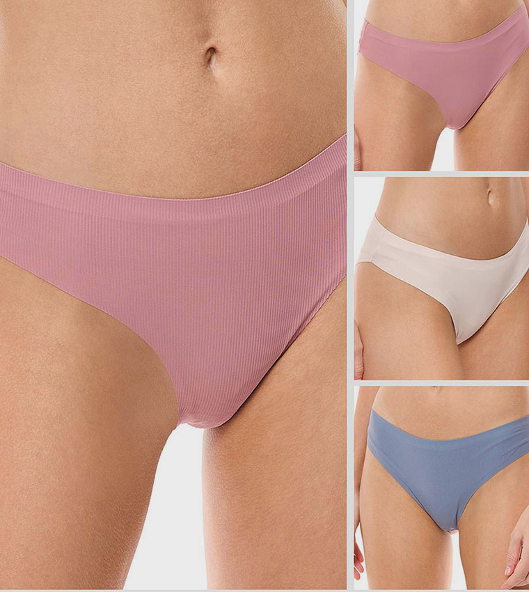 3 Pack Solid Seamless Bikini Briefs