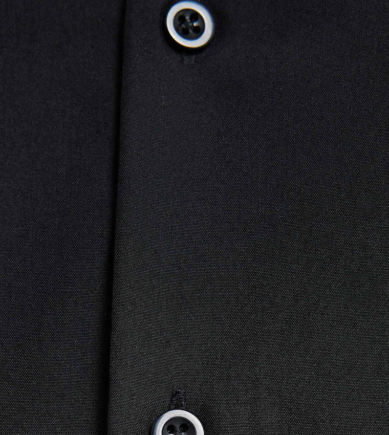 Solid Shirt with Classic Collar and Long Sleeves