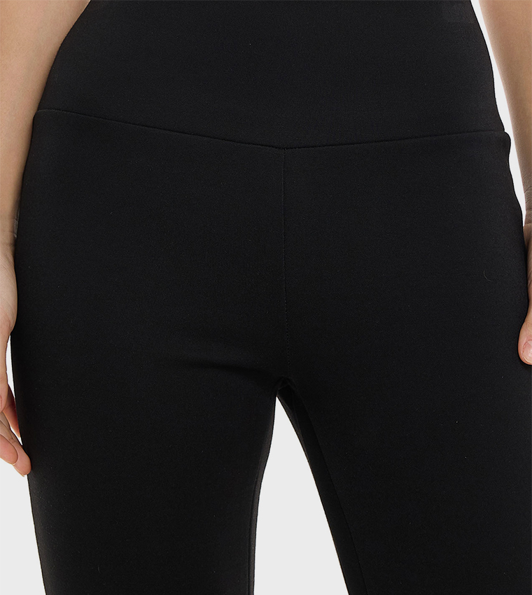 Solid Flared Trousers with Elastic Waist