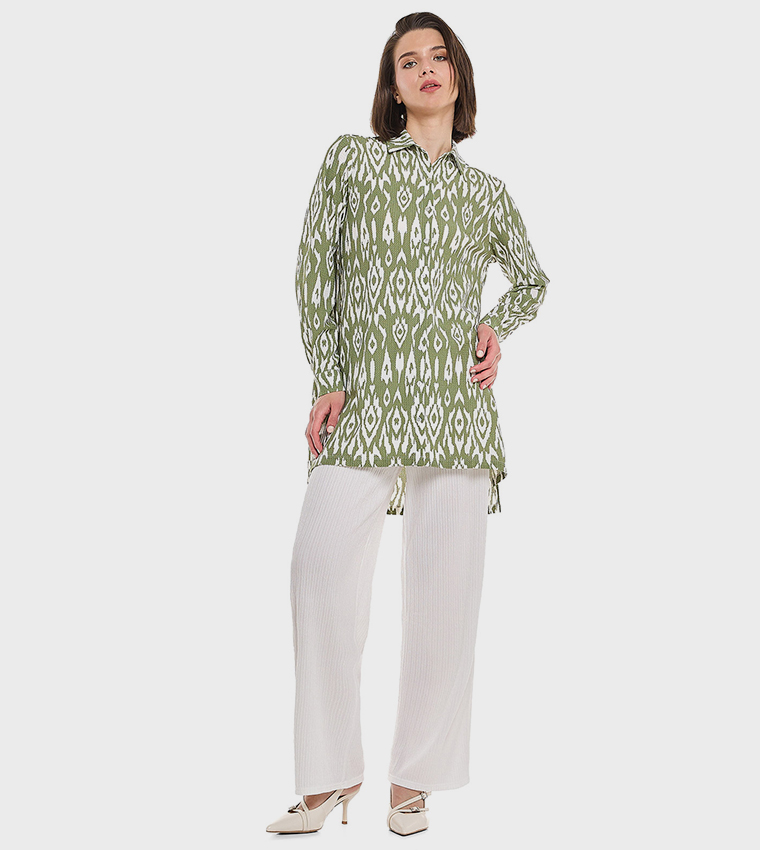 Textured Straight Fit Pants with Drawstring Closure