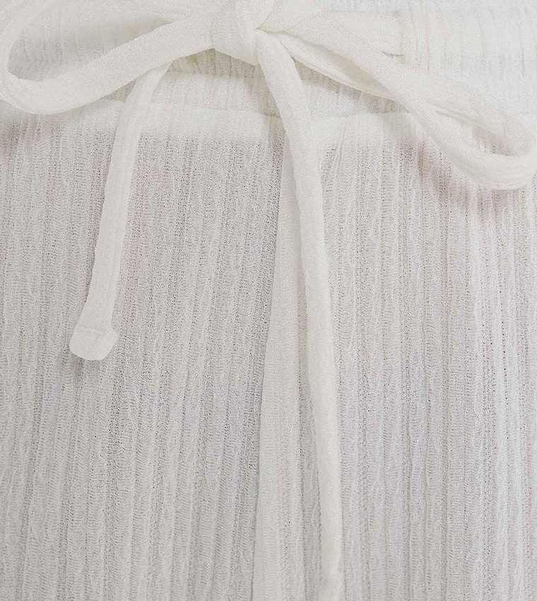 Textured Straight Fit Pants with Drawstring Closure