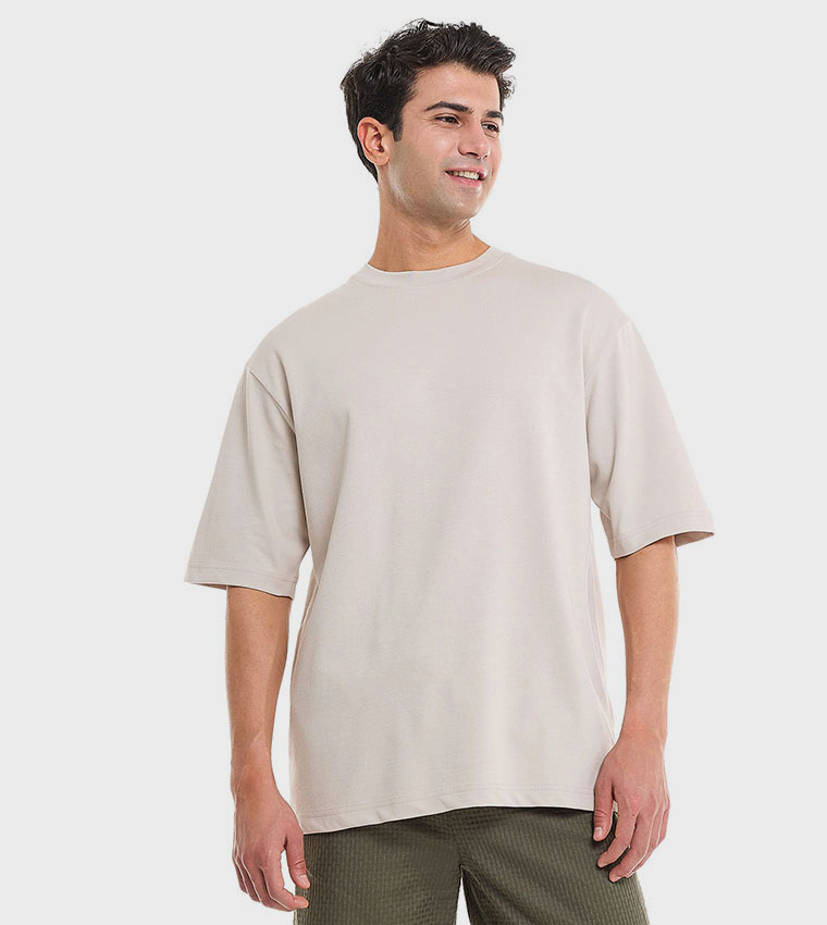 Solid T-Shirt With Crew Neck and Short Sleeves