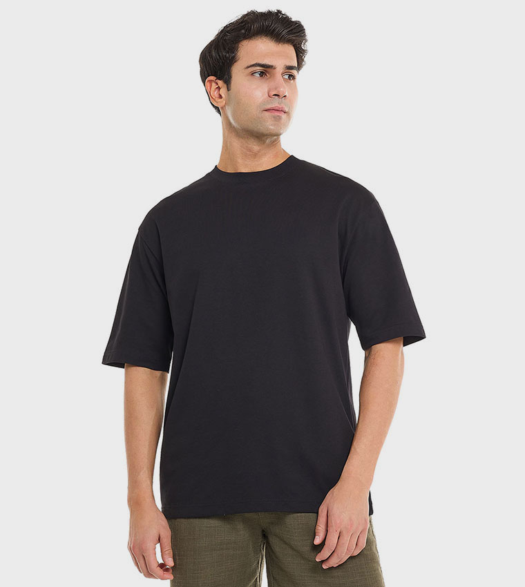 Solid T-Shirt With Crew Neck and Short Sleeves
