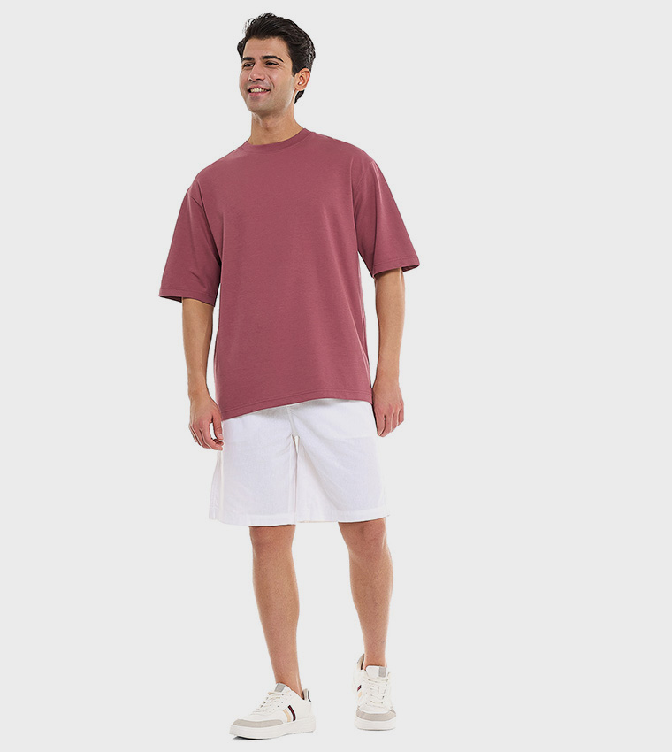 Solid T-Shirt With Crew Neck and Short Sleeves