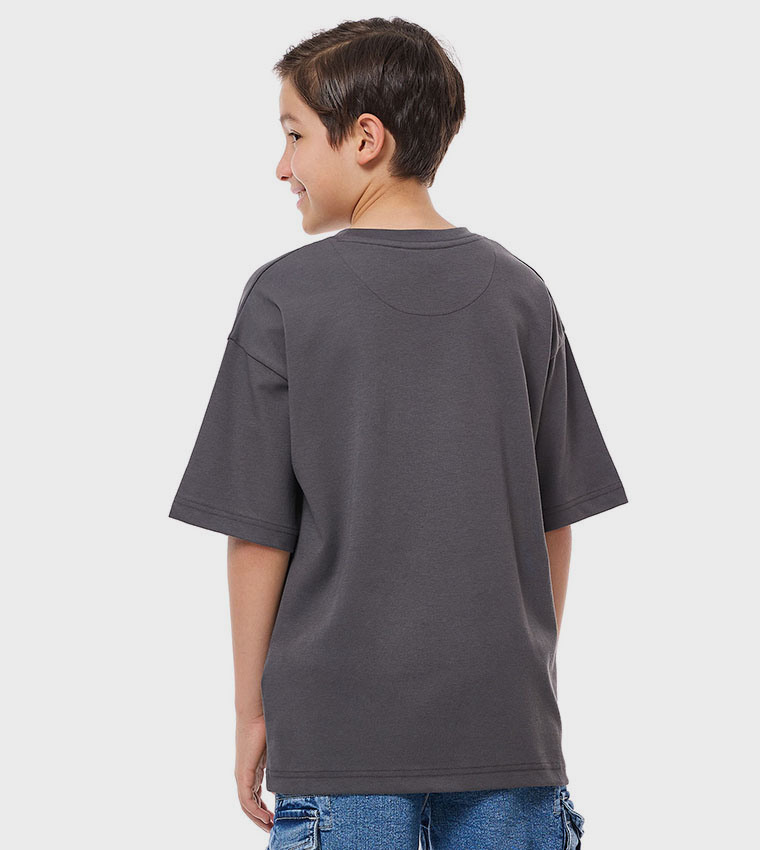 Solid Oversized T-Shirt with Crew Neck and Short Sleeves