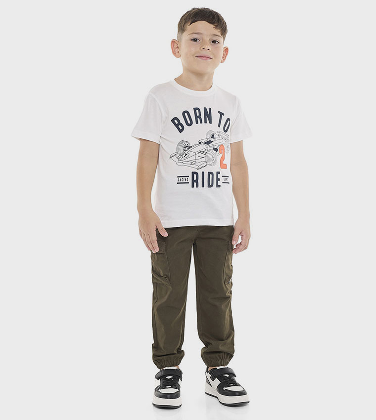 Printed T-Shirt with Crew Neck and Short Sleeves