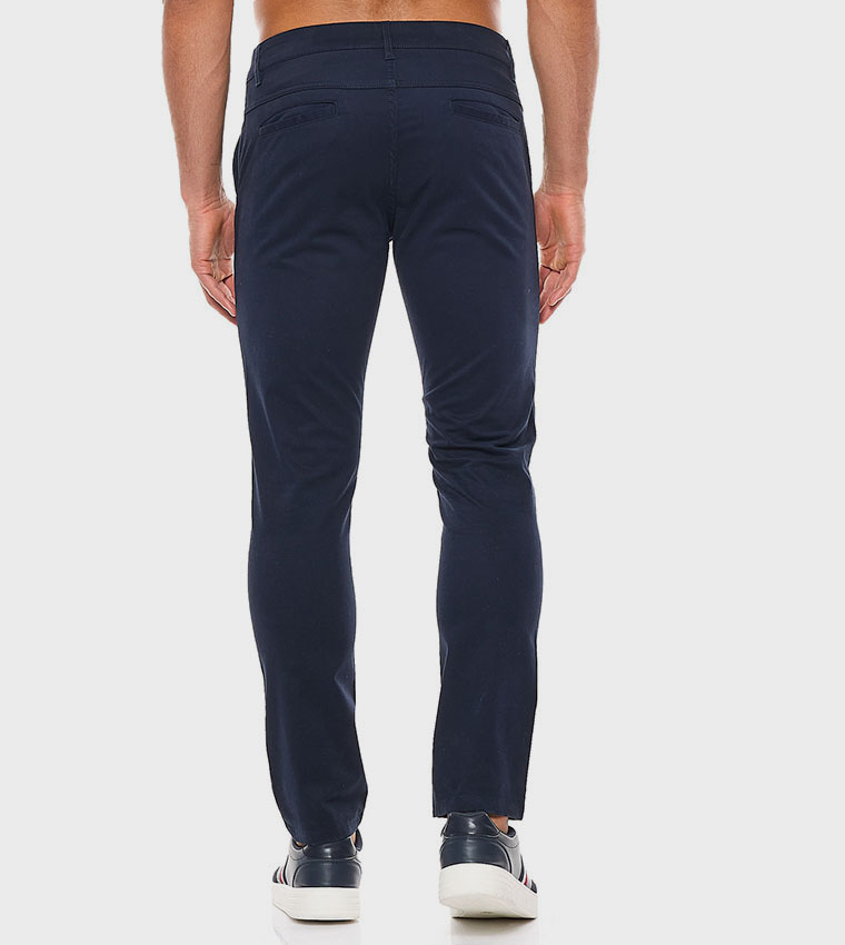 Solid Chino Pants with Button Closure