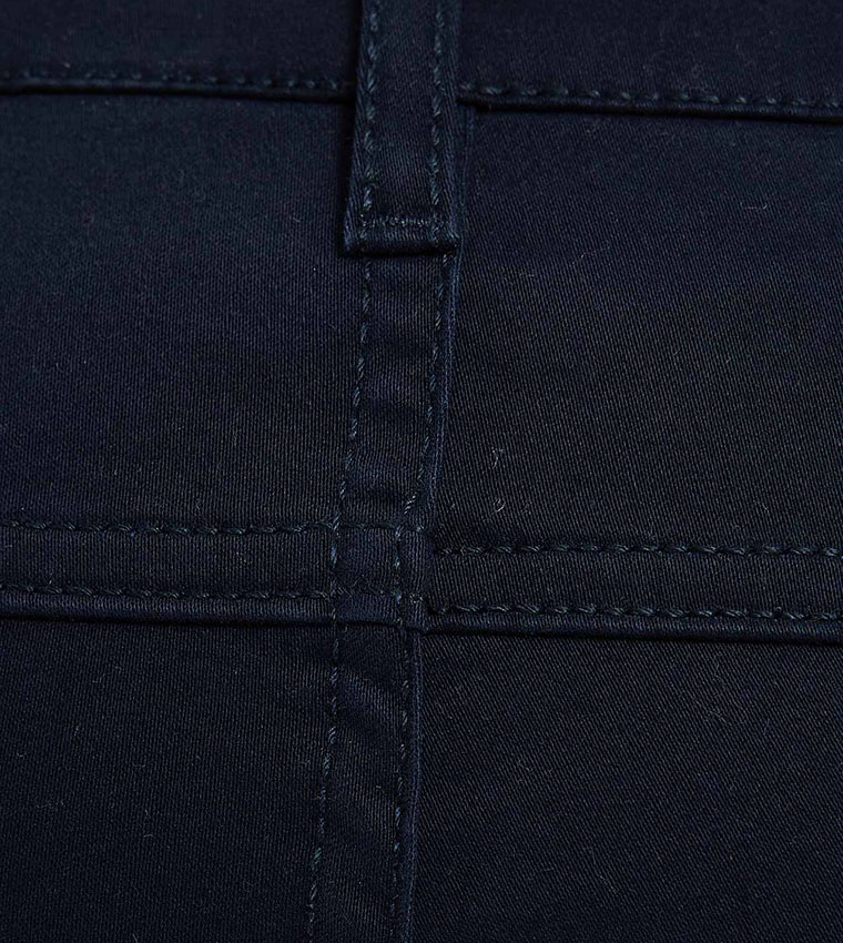 Solid Chino Pants with Button Closure