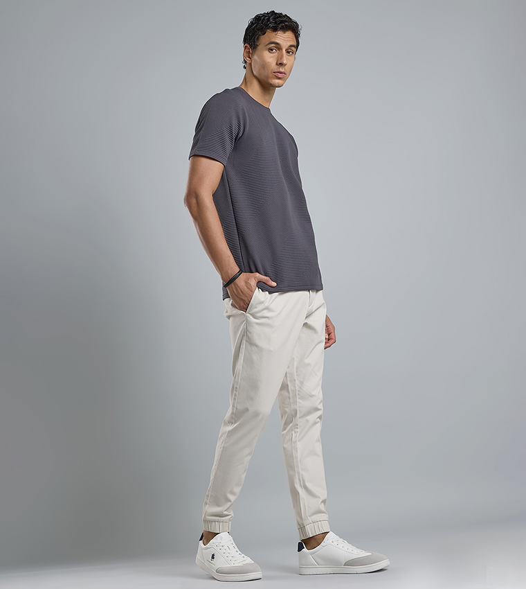 Solid Jogger Pants with Drawstring Waist