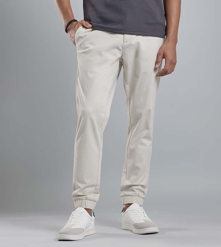 Solid Jogger Pants with Drawstring Waist