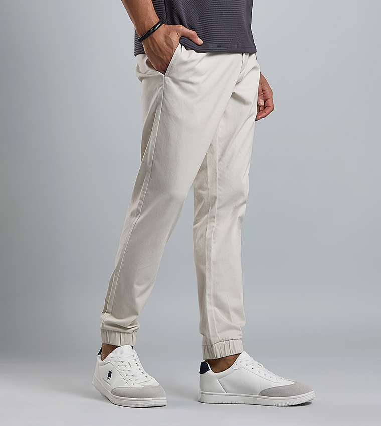 Solid Jogger Pants with Drawstring Waist