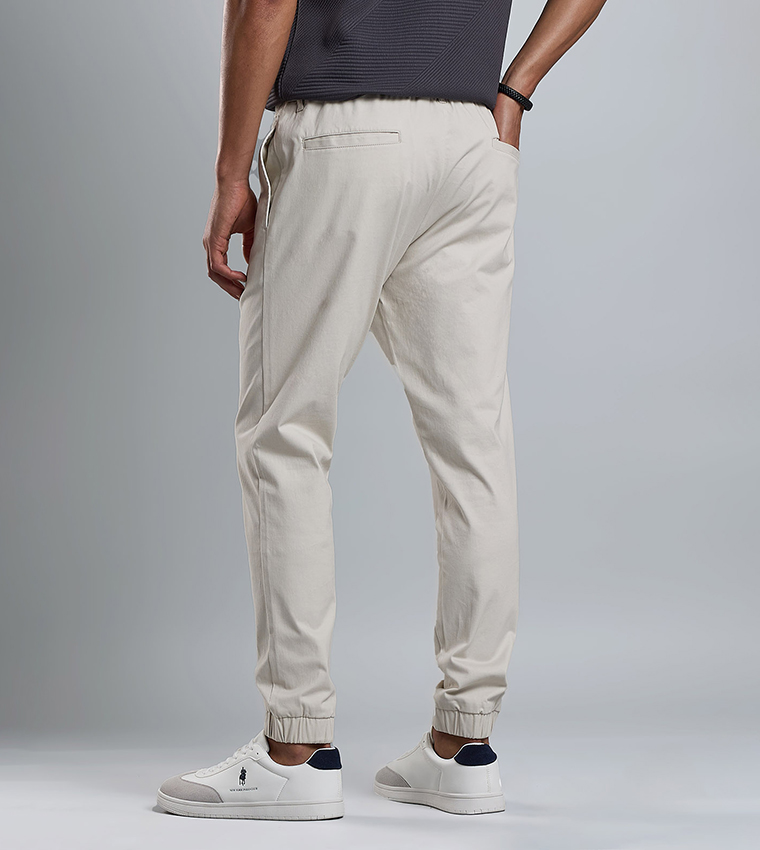 Solid Jogger Pants with Drawstring Waist