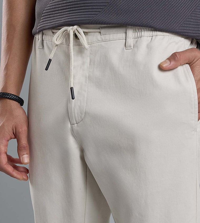 Solid Jogger Pants with Drawstring Waist