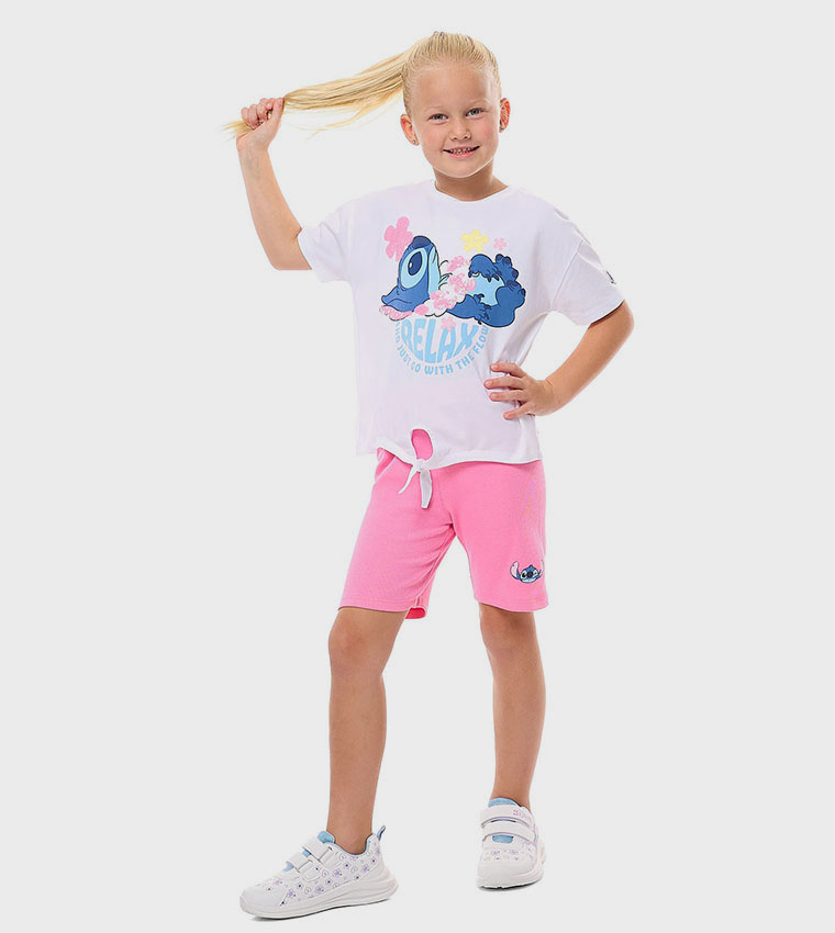 Stitch Printed T-Shirt and Shorts Set