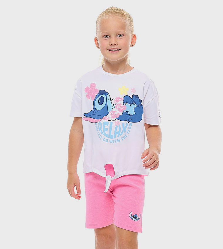 Stitch Printed T-Shirt and Shorts Set