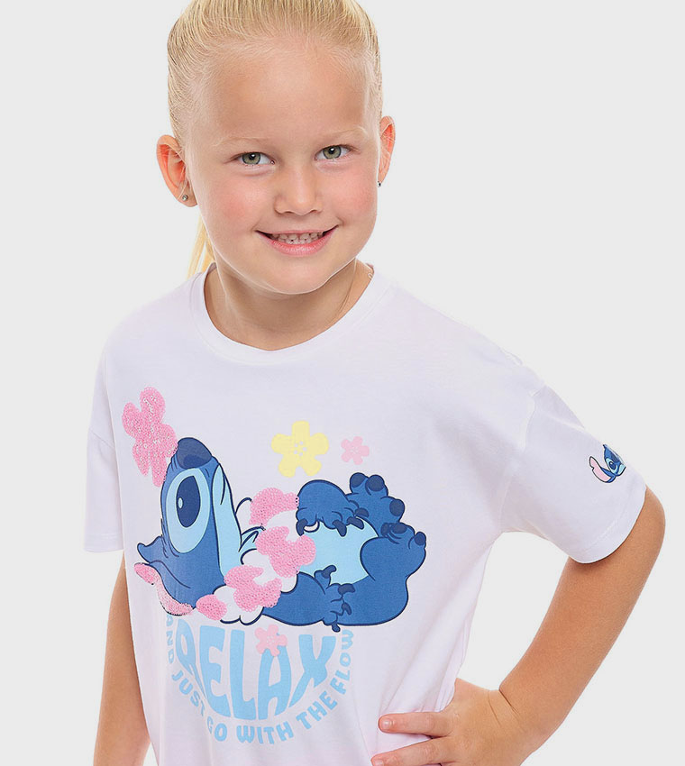 Stitch Printed T-Shirt and Shorts Set