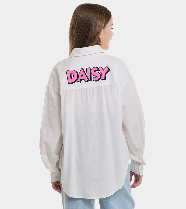 Daisy Duck Shirt with Classic Collar and Long Sleeves