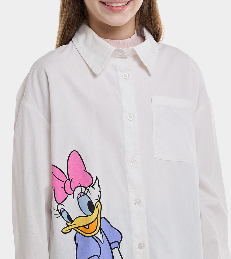 Daisy Duck Shirt with Classic Collar and Long Sleeves
