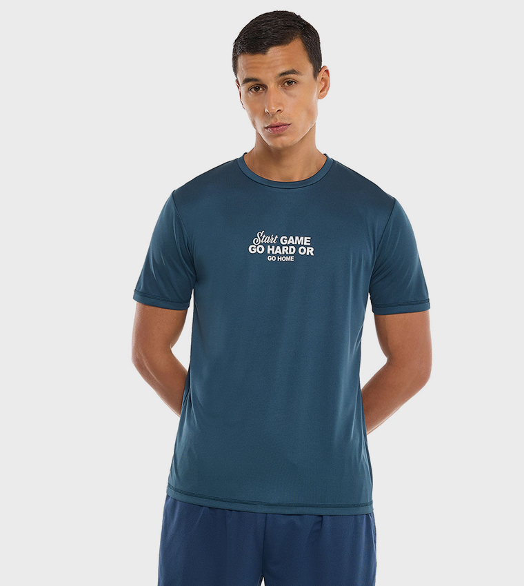Printed Active T-Shirt with Crew Neck and Short Sleeves