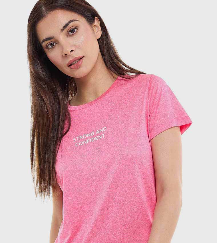 Printed Active T-Shirt with Crew Neck and Short Sleeves