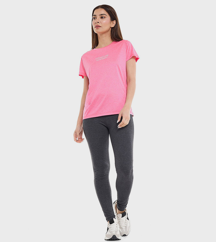 Printed Active T-Shirt with Crew Neck and Short Sleeves