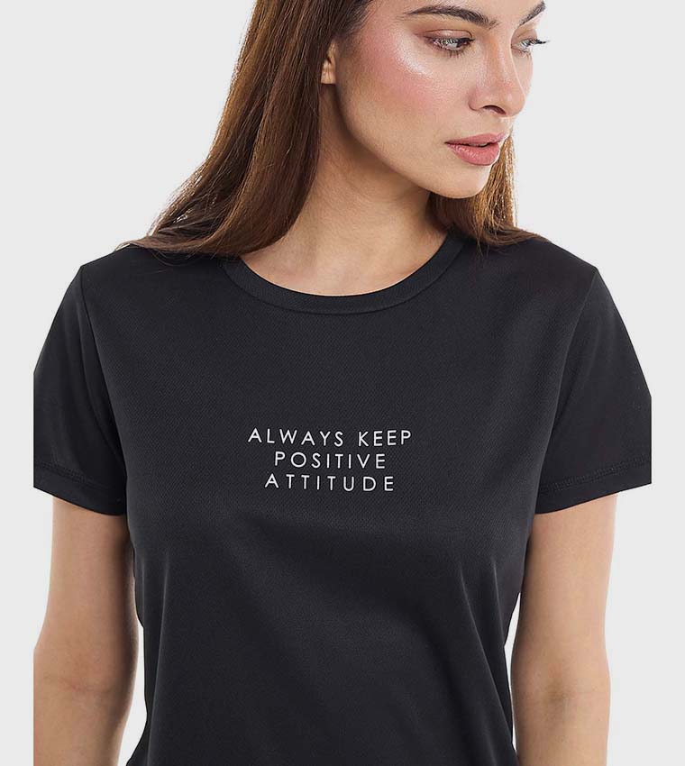 Printed Active T-Shirt with Crew Neck and Short Sleeves