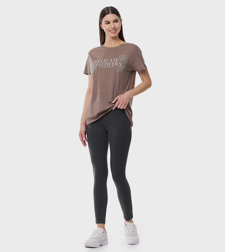 Solid Leggings with Elastic Waist