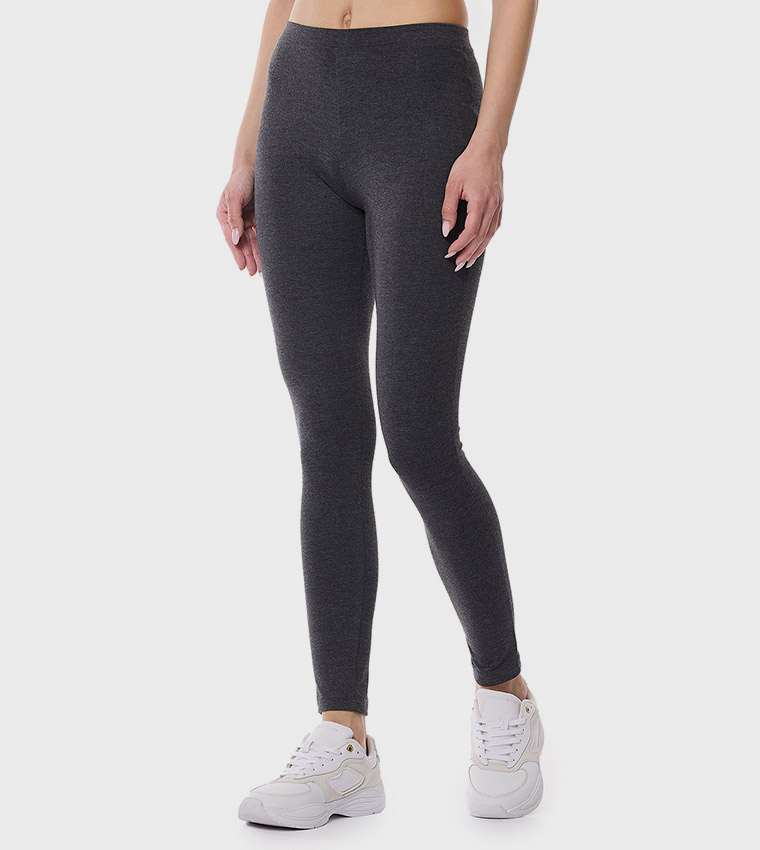 Solid Leggings with Elastic Waist