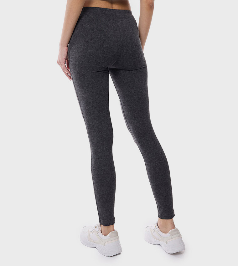 Solid Leggings with Elastic Waist