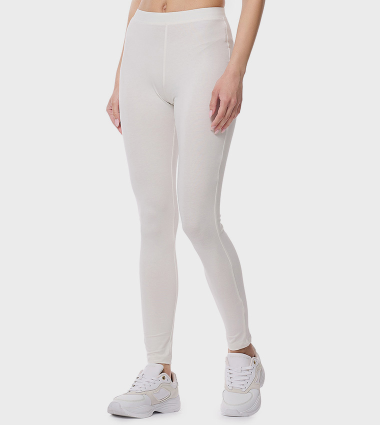 Solid Leggings with Elastic Waist