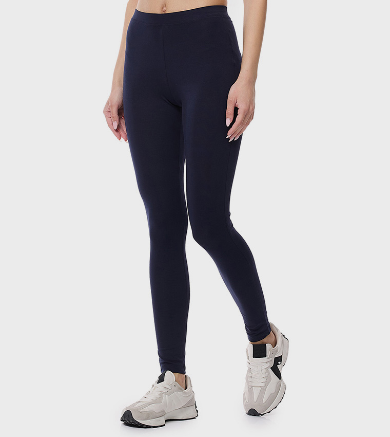 Solid Leggings with Elastic Waist
