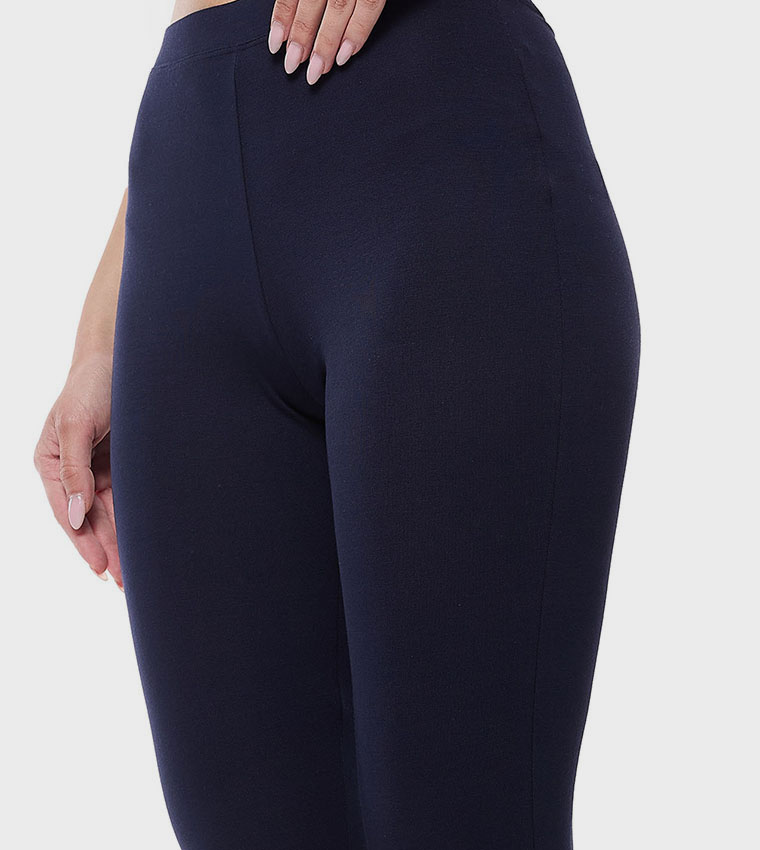 Solid Leggings with Elastic Waist