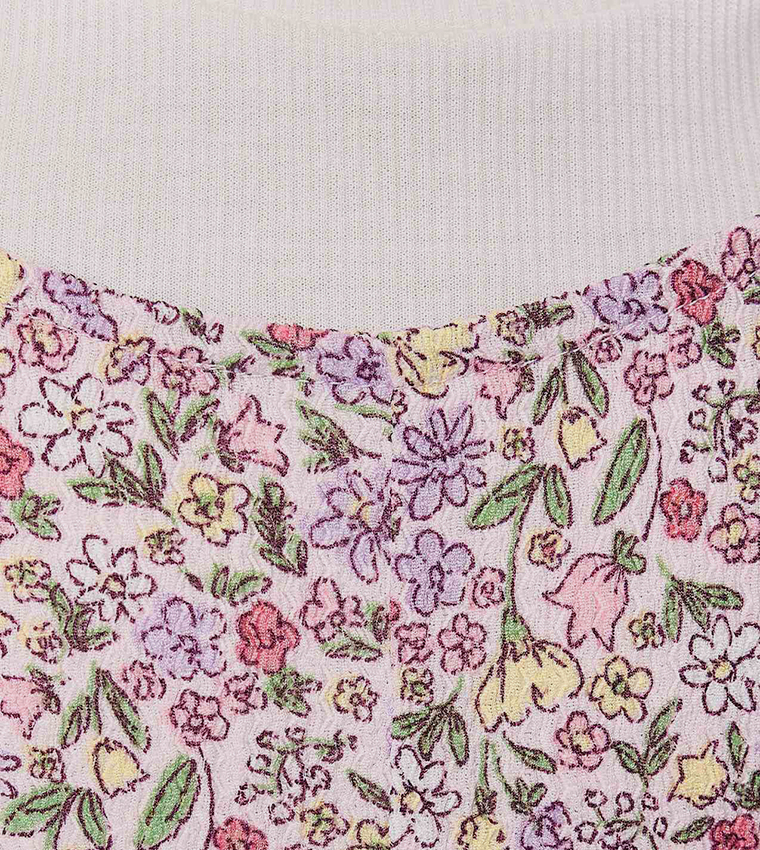 Floral Printed Knit Dungarees