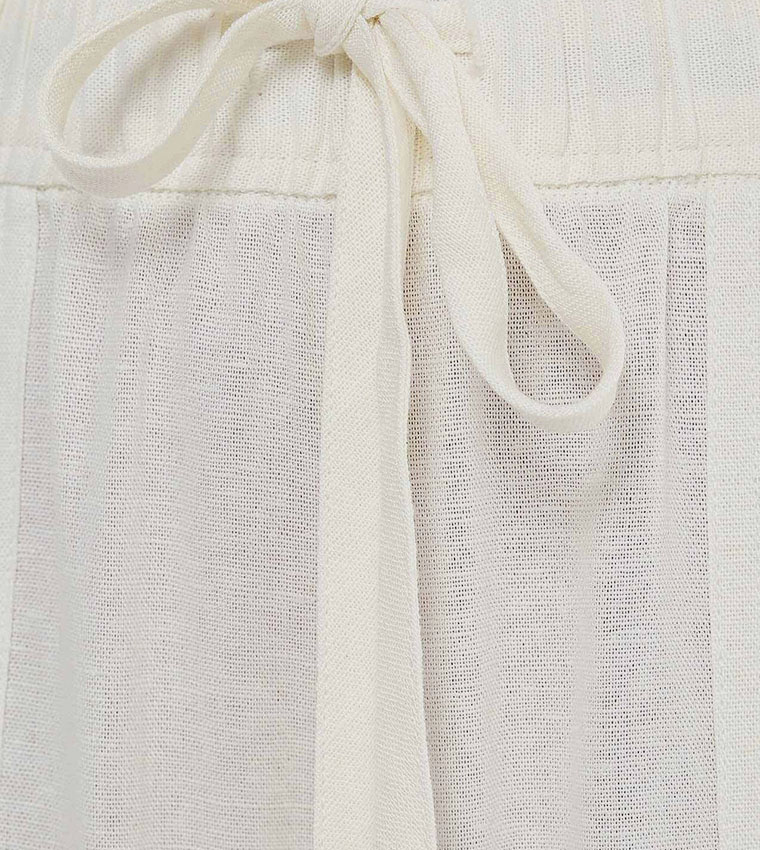 Solid Wide Leg Pants with Drawstring Waist