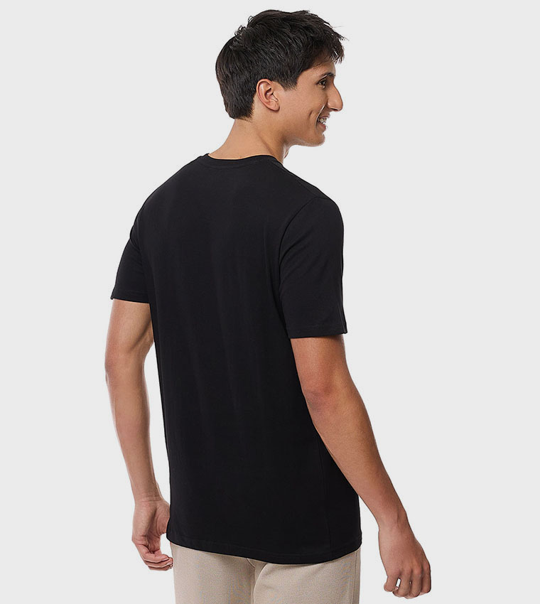 Solid T-Shirt with V-Neck and Short Sleeves