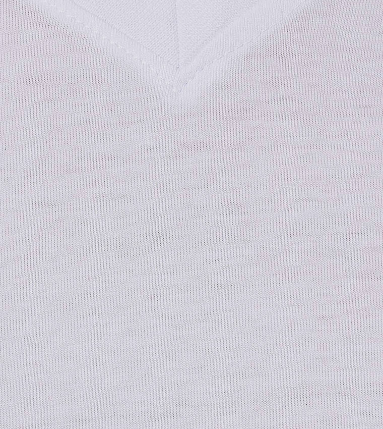 Solid T-Shirt with V-Neck and Short Sleeves