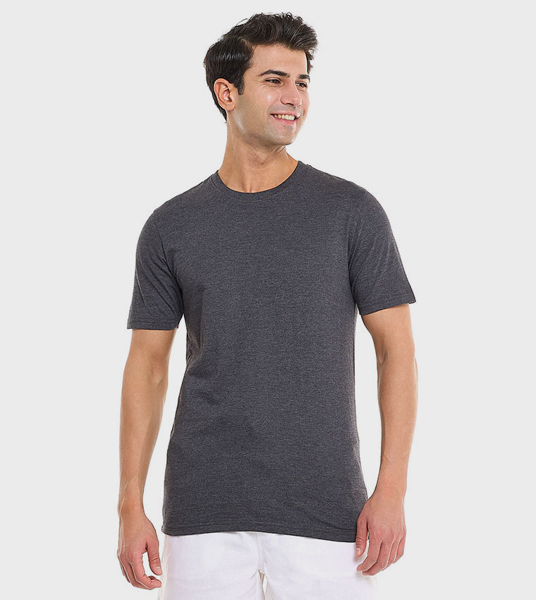 Solid T-Shirt With Crew Neck and Short Sleeves