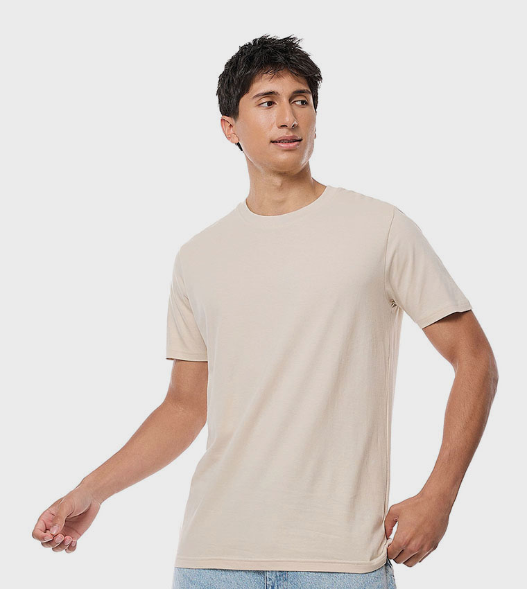 Solid T-Shirt with Crew Neck and Short Sleeves