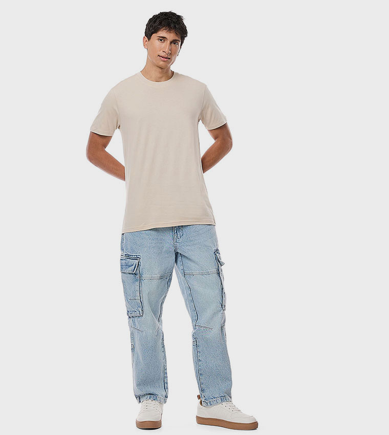 Solid T-Shirt with Crew Neck and Short Sleeves