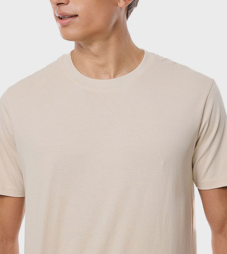 Solid T-Shirt with Crew Neck and Short Sleeves