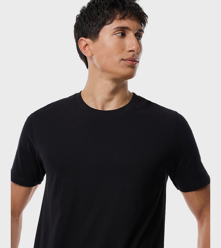 Solid T-Shirt with Crew Neck and Short Sleeves