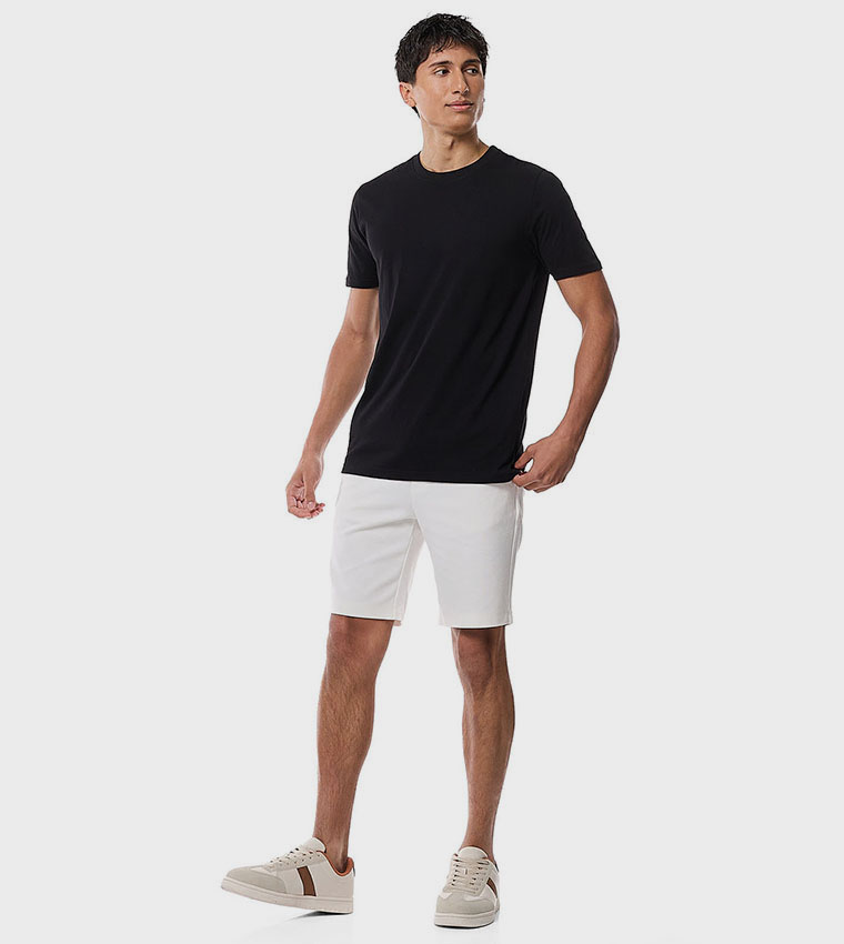 Solid T-Shirt with Crew Neck and Short Sleeves