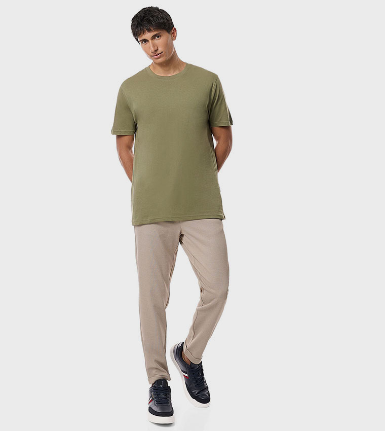 Solid T-Shirt with Crew Neck and Short Sleeves