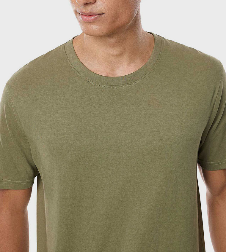 Solid T-Shirt with Crew Neck and Short Sleeves
