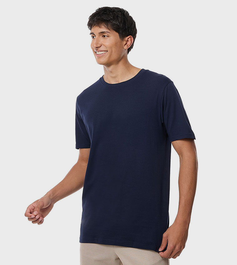 Solid T-Shirt with Crew Neck and Short Sleeves