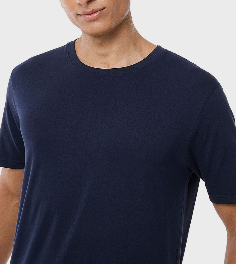 Solid T-Shirt with Crew Neck and Short Sleeves