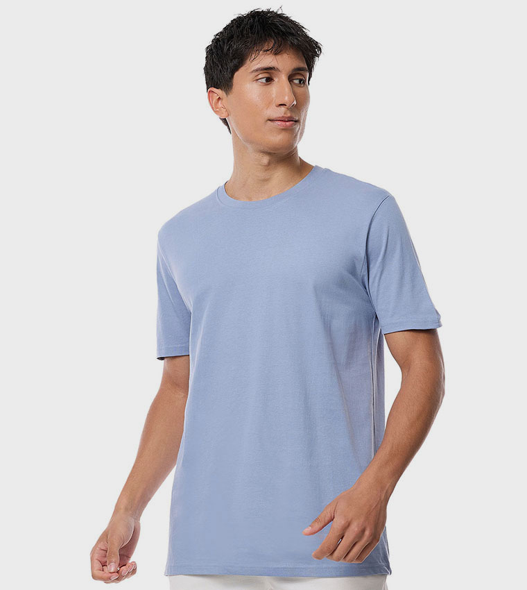 Solid T-Shirt with Crew Neck and Short Sleeves