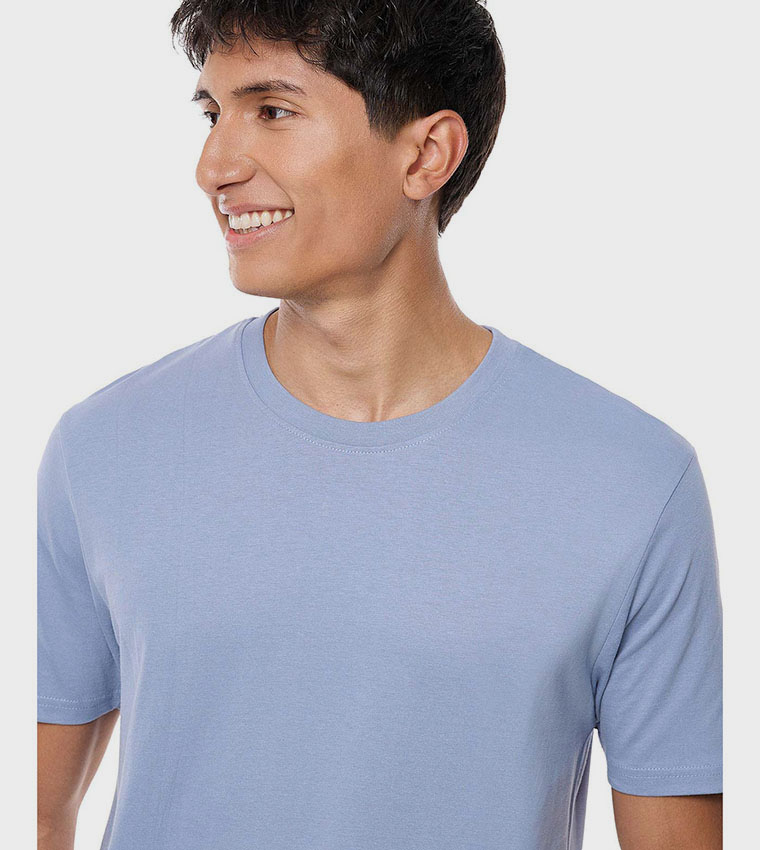 Solid T-Shirt with Crew Neck and Short Sleeves